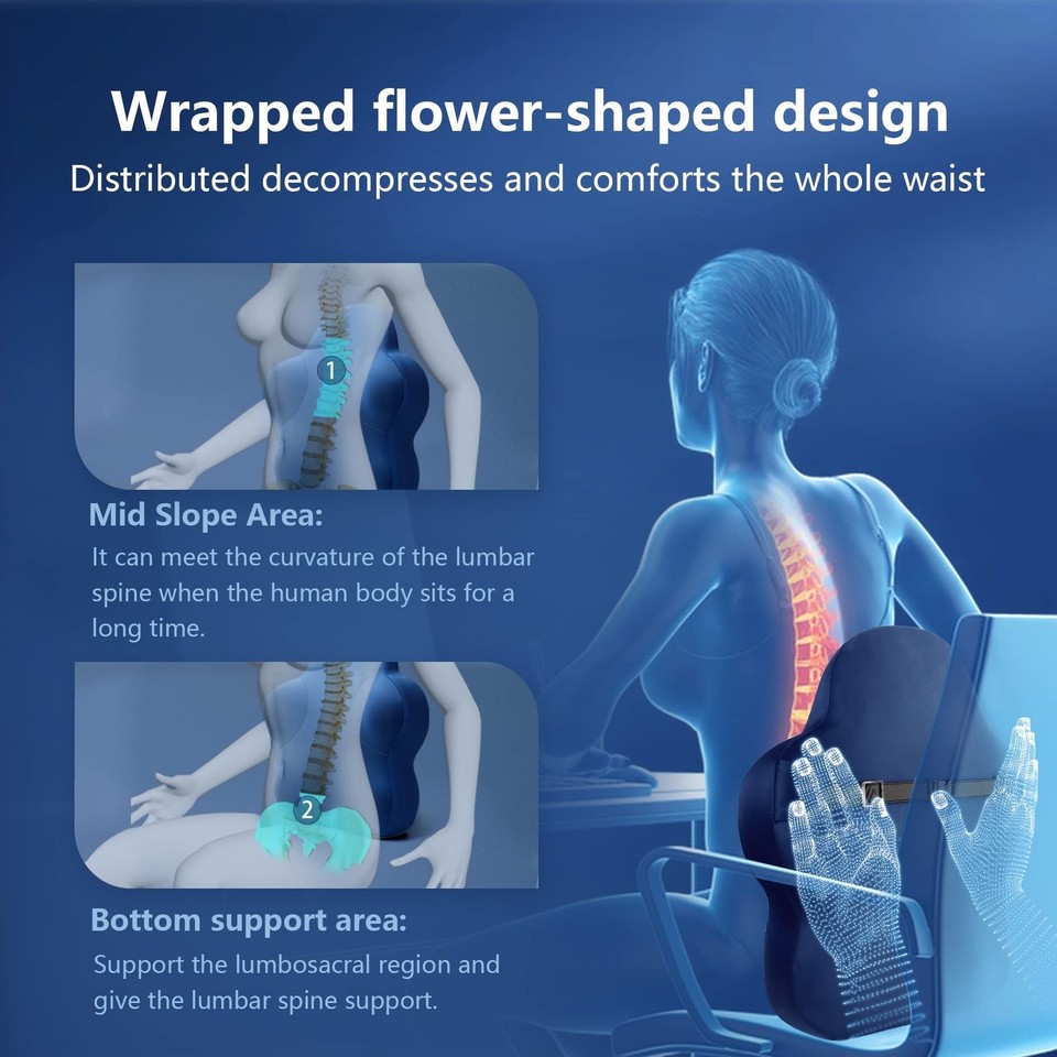 Lumbar Support Pillow for Office Chair, Memory Foam Back Support Pillow