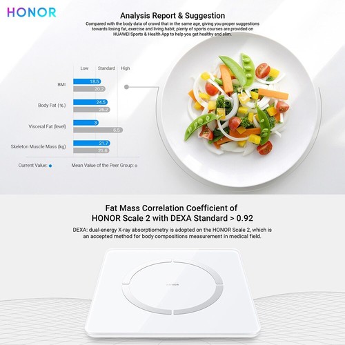 Huawei Honor escala inteligente estándar 14 cuerpos analizador monitor tasa de grasa corporal pesaje - Imagen 7 de 7
