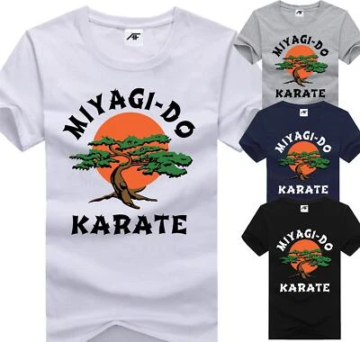 AMARE FEECHI Men's Printed Miyagi-Do Karate T-Shirts Retro Cobra Kai Dojo Short Sleeves Tops