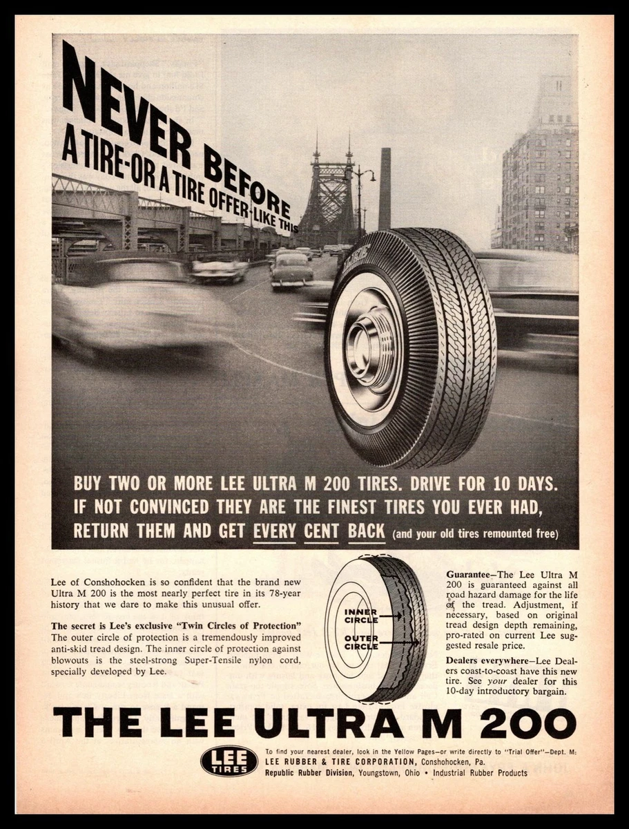 1961 Lee Rubber &amp; Tire Corp. Conshohocken PA Utra M 200 Tires Vintage  Print Ad | eBay
