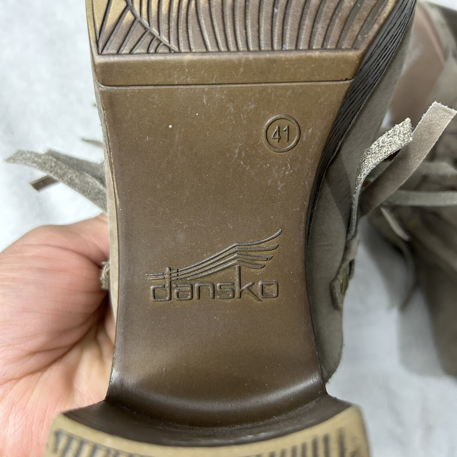 Dansko Fringe Deni Milled Nubuck Leather taupe Pl… - image 9