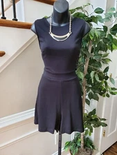 NY&C Women's Solid Black 100% Cotton Round Neck Sleeveless Casual Romper Size S