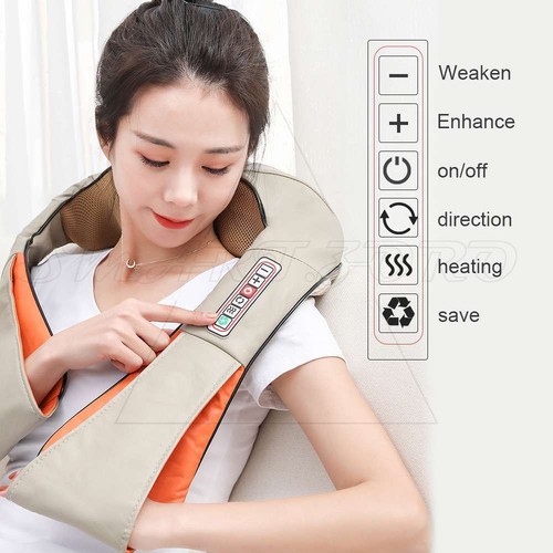 Electric Neck Massager Back Shoulder Shiatsu Massage W/ Heat Deep Kneap Cushion - Picture 5 of 12
