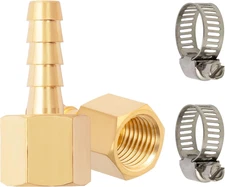 1/4'' Female Hose Barb Fittings, 1/4 Inch Female NPT to 1/4 Inch Barb End Brass 