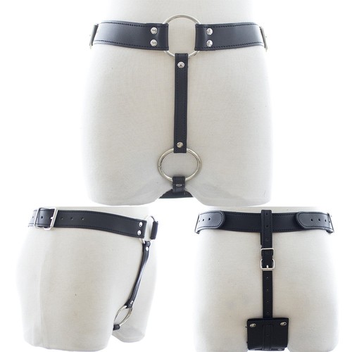 Herren Strap Harness Panties Restraint Unterwäsche T Back G String aus PU Leder - Bild 6 von 7