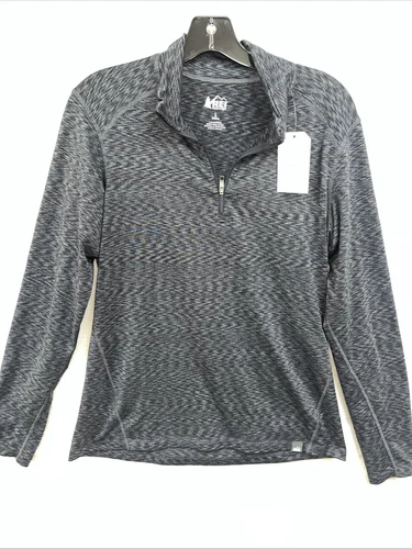 REI Co Op Shirt Women’s L Pullover Lightweight 1/4 Zip Dark Gray Heather Hiking