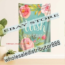 Tapestry Wish Floral Inspirational Word Wall Hanging soft home artwork 39X59 in