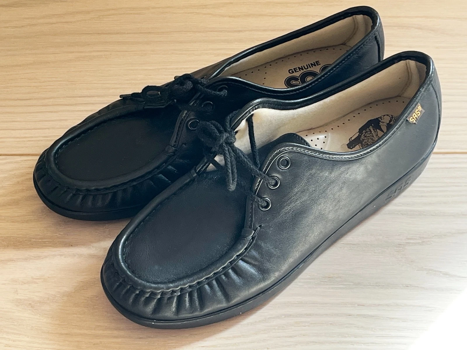 SAS Siesta Women's 10 M Black Leather Shoes Comfort Lace Up Oxford Handsewn USA