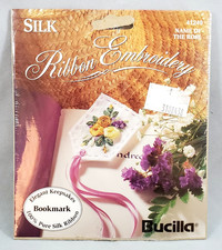 Bucilla Silk Ribbon Embroidery Kit Elegant Bookmark Name Of The Rose Vintage