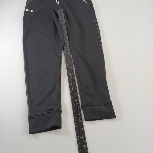 Under Armour Track Pants Boys Size YMD Black Loose Fit Drawstring Elastic Waist