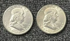 1955 Franklin Half Dollar 50C 90% Silver Coin Philadelphia Lot of 2 Uncirculated