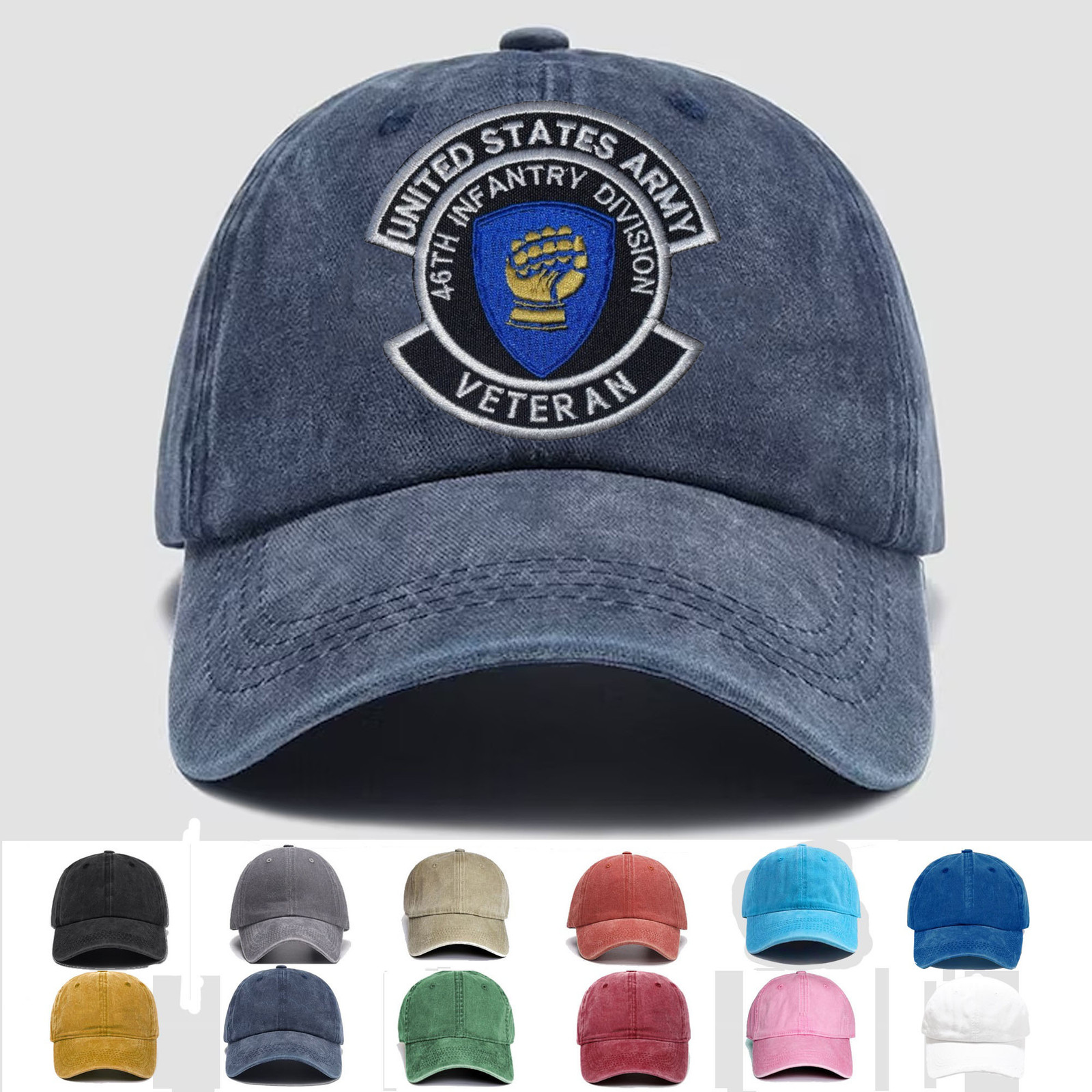 Custom Embroidered Hat US Army 46th Infantry Division Veteran, Trucker Hat, Gift