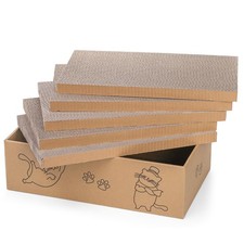 5 Packs in 1 Cat Scratcher with Box, Large Cat Scratching Boards Cardboard Bo...