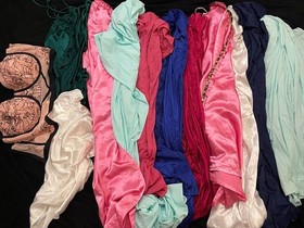 L 12 Vtg Nightgown Gown Teddy Robe Bra PJ Top Lingerie Set Lot Nylon Lace FLAWS