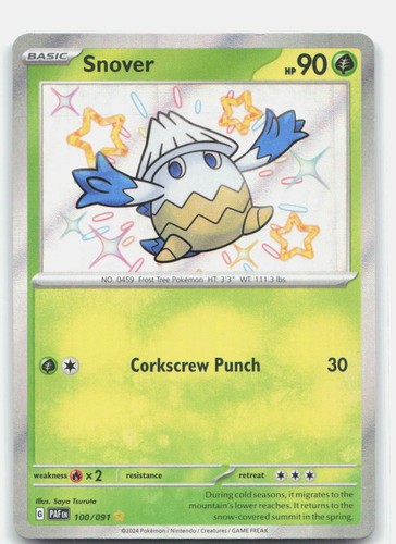 Snover 100/091 Shiny Rare Paldean Fates Pokemon Near Mint