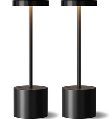 Black Cordless Table Lamp, 4000mAh Rechargeable Battery Powered Lamps, 3 Colo...