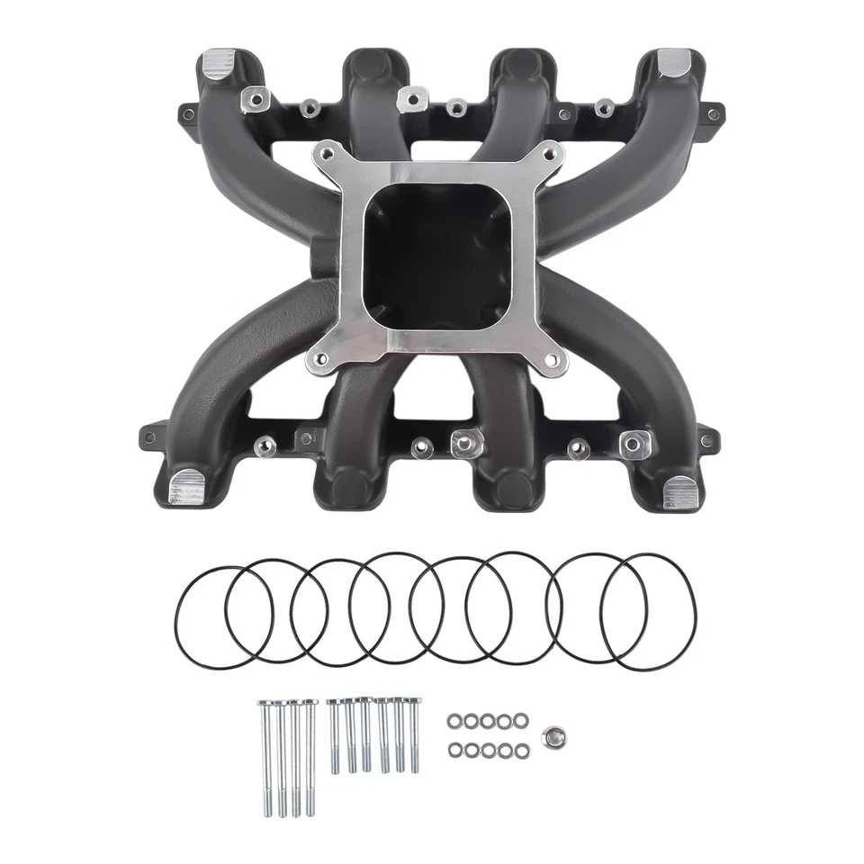 Colector de admisión de carburador de un solo plano negro 300-132 se adapta a motores GM LS Gen III o IV Foto 4 de 4