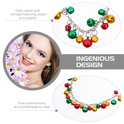 Set 4 pezzi gioielli natalizi campanella colorata decorata collana bracciale orecchini - Foto 4 di 12