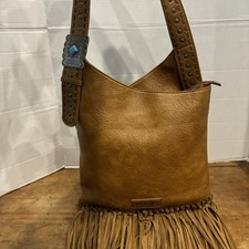 Borsa Wrangler pietra turchese ecopelle con frange concho hobo