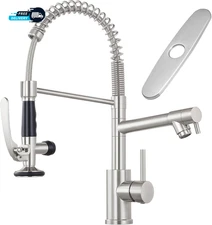 Commercial Kitchen Faucet with Pull down Sprayer, Stainless Steel Kitchen Sink