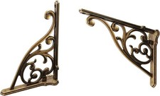 4 10 Inch Right Angle Wall Panel Support Bracket, Antique Brass, Decorative Shel