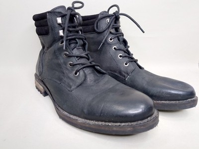 Fat Face Schwarz Leder Schnürstiefeletten Herren UK 9 Smart Freizeit