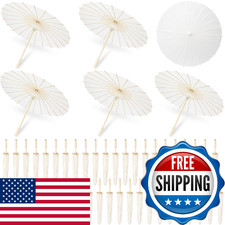 SAYAYA 6 Pack 23.6 Inch Small White Paper Umbrellas Chinese Japanese Parasol Pap