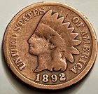 1892 Indian Head Cent Penny Circulated Reverse Defect Antique US Coin BN1141