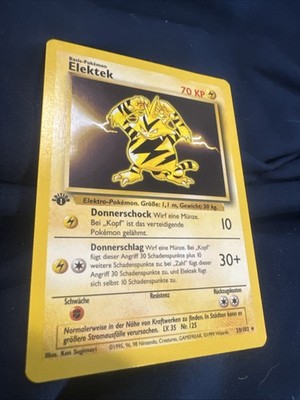 1st Edition Electabuzz (Elektek) 20/102 - NM - German Base Set Pokemon Card