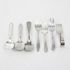 Mixed Lot of 7 Vintage Stainless Steel Baby Toddler Forks Spoons Flatware