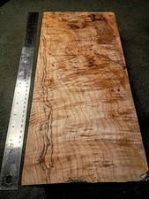 Curly Maple Burl Wood Block 14-1/4" x 6-1/2" x 2-1/2" Thick Carving Turning...