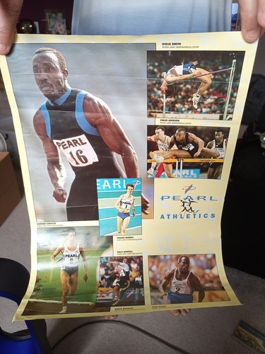RARE PEARL ATHLETICS POSTER 16" x 12" LINFORD CHRISTIE COLN JACKSON JOHN REGIS +