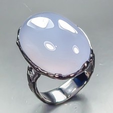 Bague Fine Art 30 ct Calcédoine Naturelle Argent Sterling 925 Taille 8 /R466944