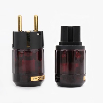 Gold Plated C-079 + P-079e Schuko Europe EU Power Supply Plug Audio Connector