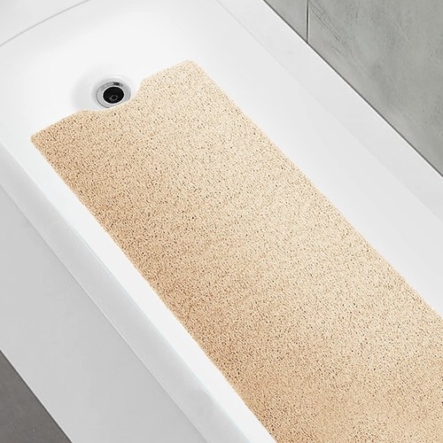 Bathtub Mat Non Slip Shower Soft PVC Loofah Bath 16" * 40", Beige - 第 1/7 張圖片
