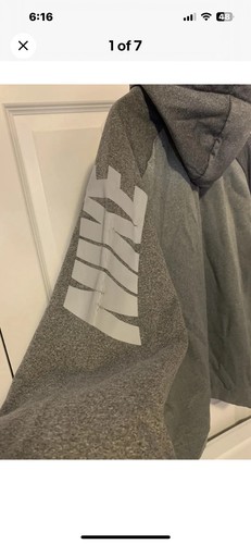 NIKE Mens Dri Fit Graphic Hoodie Jumper XXL Grey Polyester 2XL - Picture 3 of 3