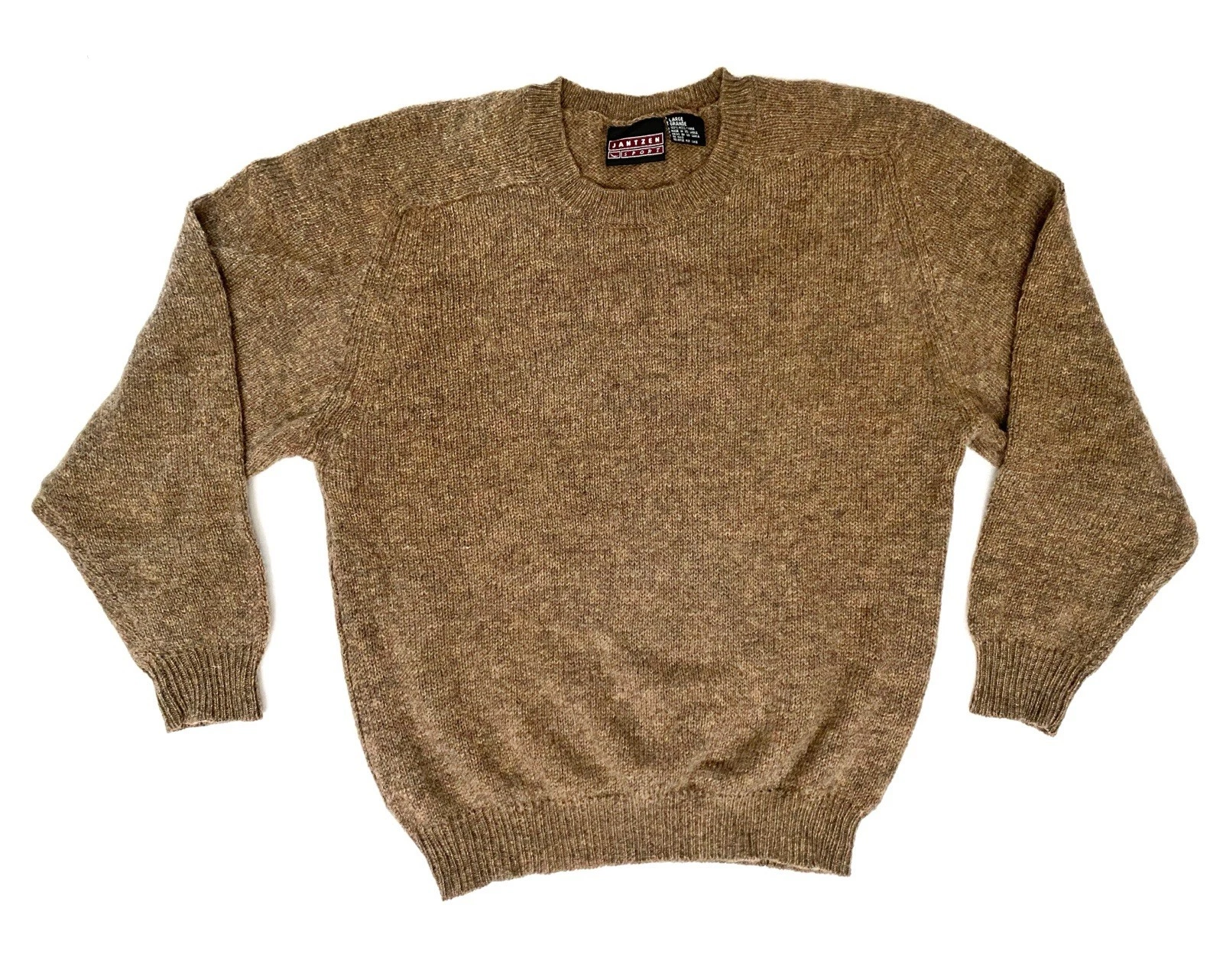 Jantzen Sport 100% Wool Brown Crew Neck Ski Sweater Mens L