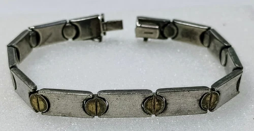 ITALY 925 STERLING SILVER AND SCREW LINK DESIGN BRACELET 15.5 GRAMS 