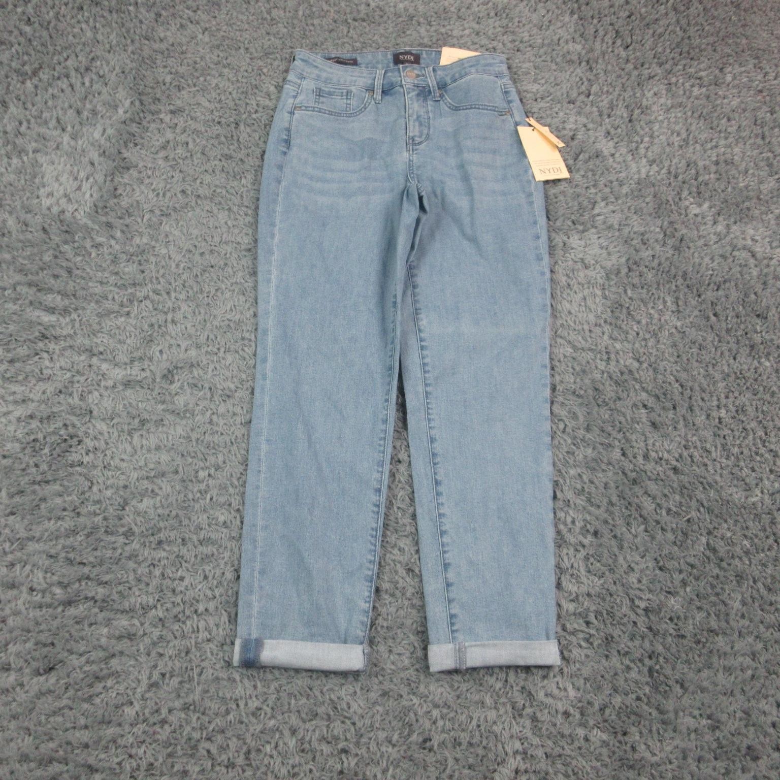 Womens 0 Blue Mid Rise Boyfriend Ankle 26x26.5* Nwt