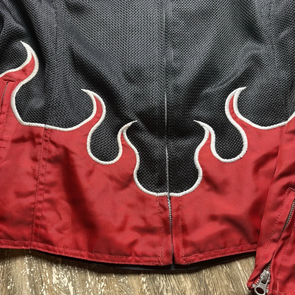 Power Trip Street Unit 333 Women's Padded Motorcycle Jacket Red Flames 2XL Moto - Image 3 of 4