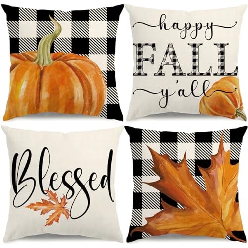 Herbst Kissenbezüge 18x18 Thanksgiving Bauernhaus 18" x 18" (4er Pack) - Bild 1 von 6
