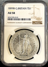 1899B Great Britain SILVER Dollar NGC AU58 Trade Dollar