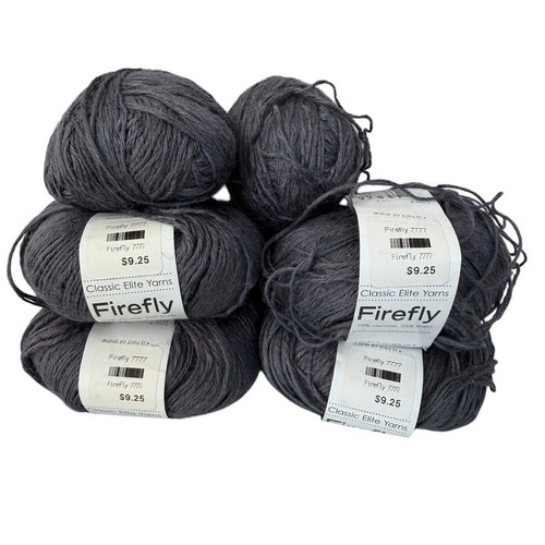 Classic Elite Yarns Firefly Dark Gray Color # 7777 Lot 48025 50 Gr Ball Lot of 6