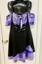 Dressfo Purple Plaid Dress Size XXXL 3XL Front Tie Buckles New Without Tag NWOT