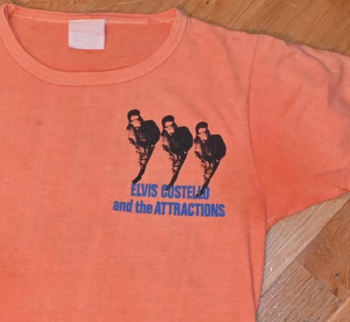 ELVIS COSTELLO Rare 70s 80s Concert Tour rock ban 1980s vintage concert t-shirt, vintage, size XS, single stitch, B+ condition