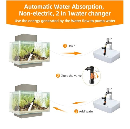 Enomol Aspirador de Grava Acuario Cambiador de Agua Herramienta de Limpieza de Pecera 30 Pies - Imagen 2 de 8