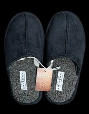 Arizona Slip On Slippers with Hard Sole Faux Fur Lined Black L 2/3 House Shoes