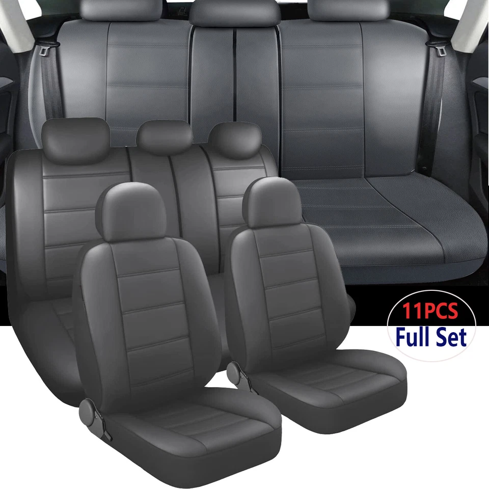 For Dodge Luxury Auto Car Seat Covers 5-Seats PU Leather Front Rear Cushion Pad Foto 2 de 4