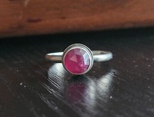 Natural Ruby Rose Cut Gemstone .925 Sterling Silver Solitaire Ring