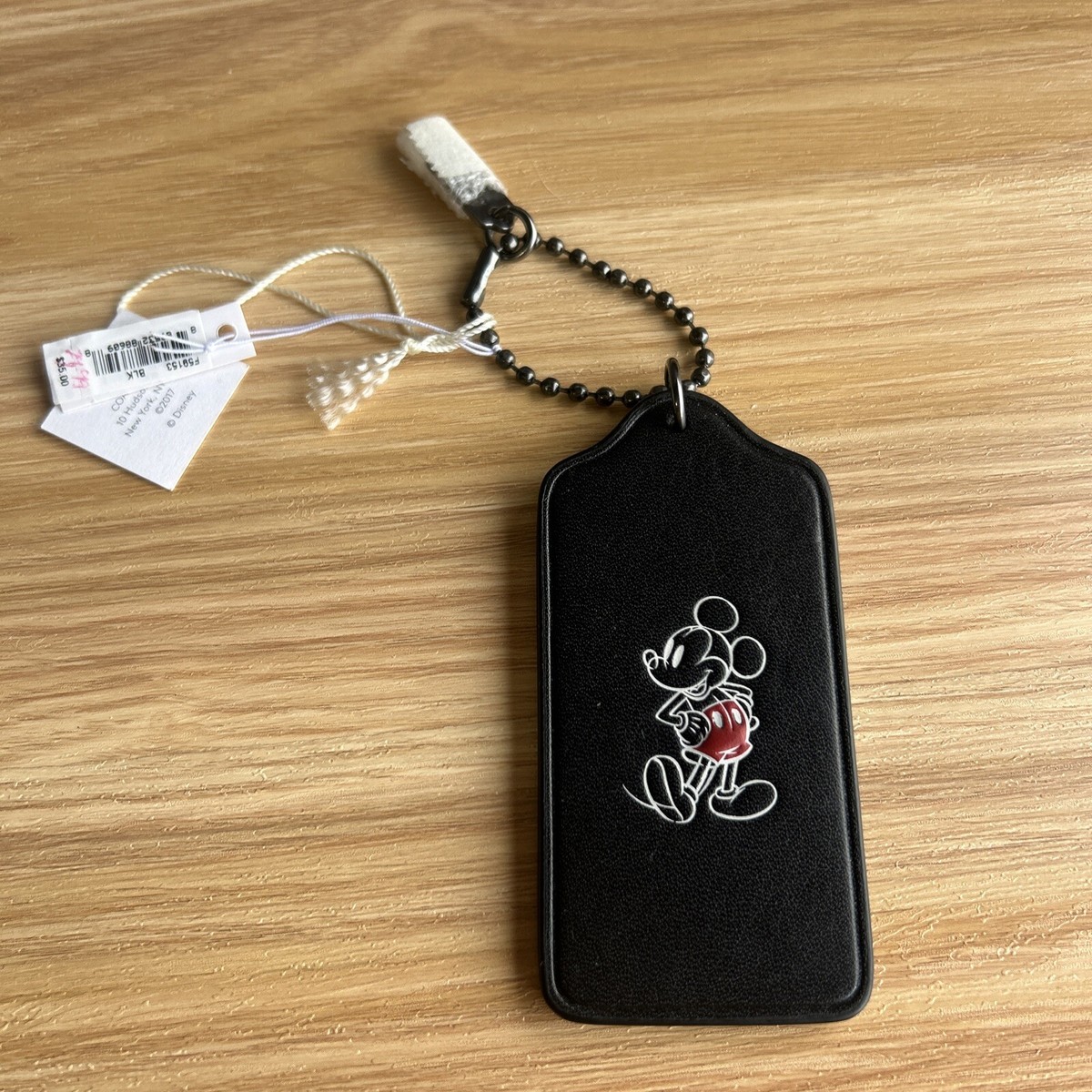 NWT Coach x Disney Mickey Mouse Leather Hangtag Charm